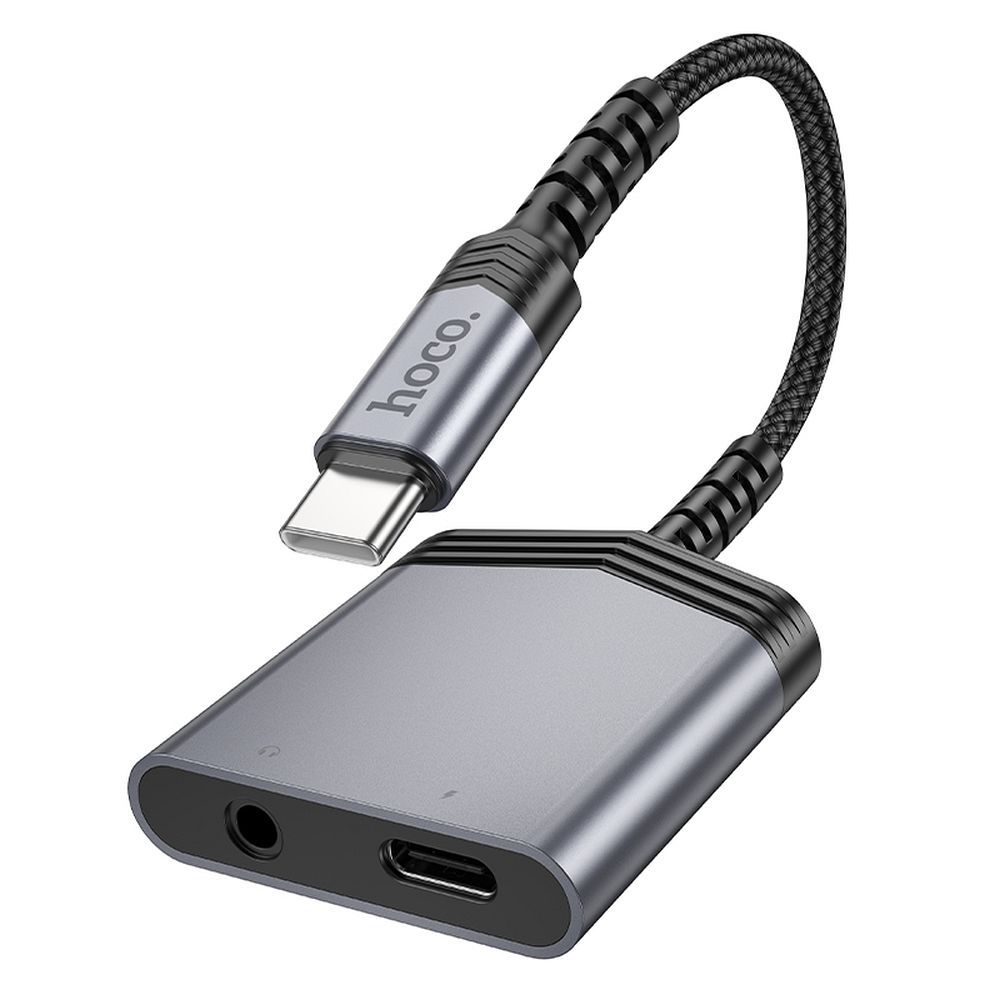 HOCO adapter AUX 2in1 Type C to Type C / Jack 3,5 mm 27W LS39 metal gray