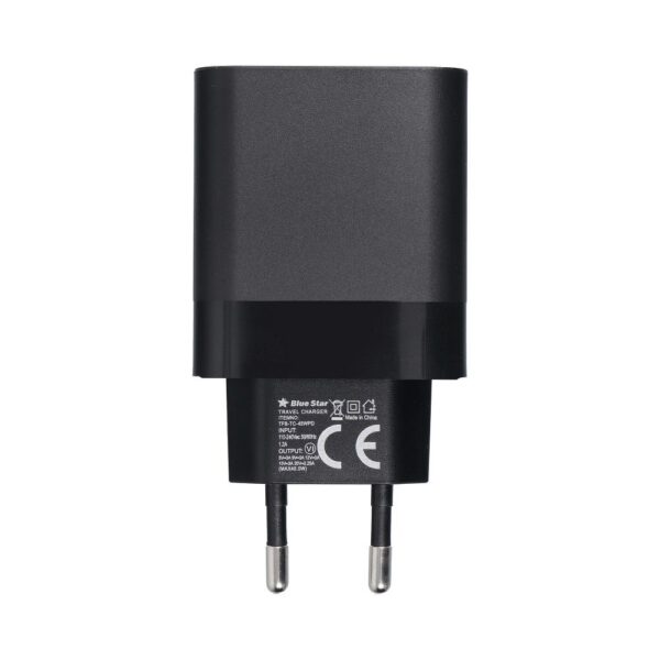 BLUE STAR travel charger Type C + cable Type C to Type C PD QC4.0 3A 45W TFB-TC-45WPD black