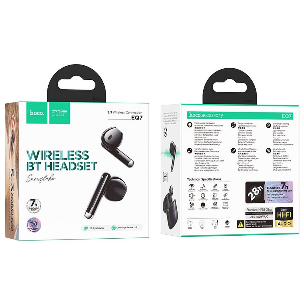 HOCO wireless earphones bluetooth TWS EQ7 black