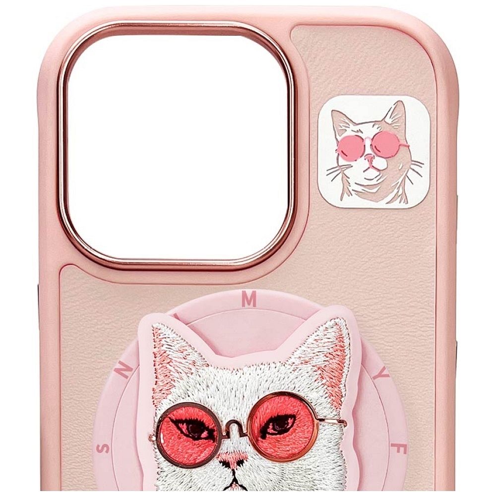 fa975dde6b0d9826a5e487a299a980bf NIMMY case GLASSES COOL CAT compatible with MagSafe for IPHONE 16 Pro pink