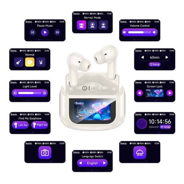 fd193e7eee09d333429b78862dd2d736 HOCO wireless earphones bluetooth with touch screen TWS ANC + ENC EQ21 cloudy white