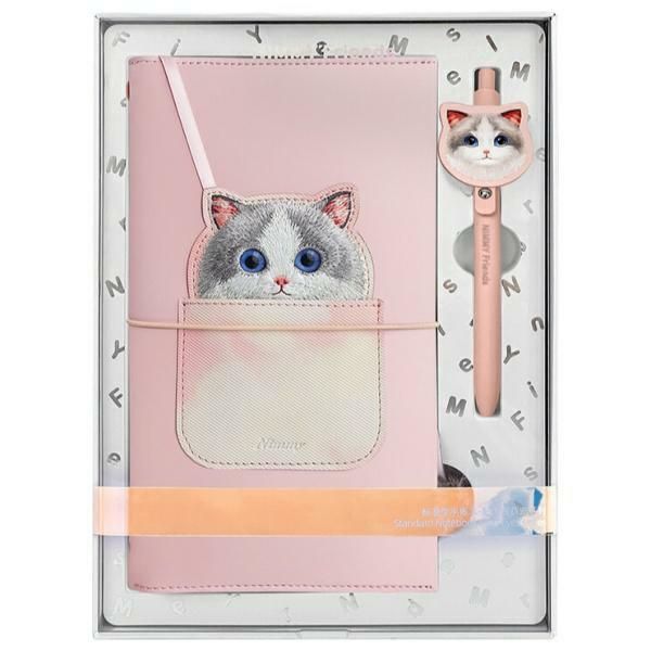 fdb65c68a7d26401b11056688b8351c9 NIMMY set 2in1 notebook + pen BIG EYED PET 2.0 Cat pink