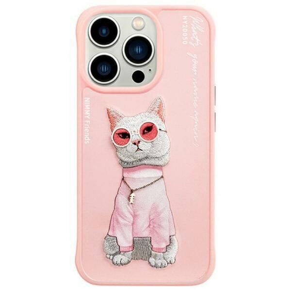 NIMMY case GLASSES COOL CAT for IPHONE 15 Pro Max pink