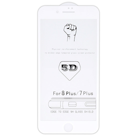 Tempered Glass Full Glue 5D for IPHONE 7 PLUS/8 PLUS (5,5") WHITE