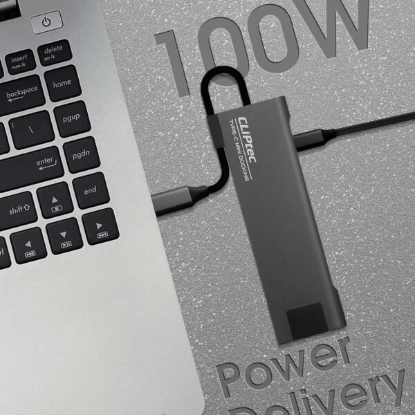 Cliptec Adapter HUB - Type C to 2xUSB 3.1 + Type C + HDMI + RJ45 - DockView-6 RZH731 grey