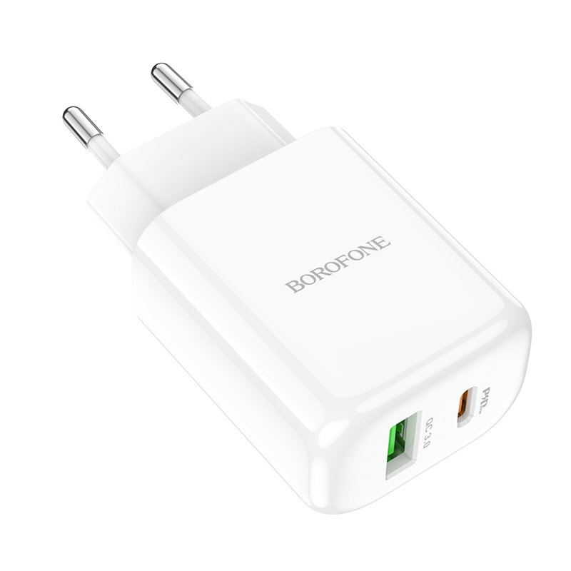 Borofone Wall charger BN4 Potential - USB + Type C - QC 3.0 PD 2.0 20W white
