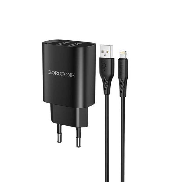 Borofone Wall charger BN2 Super - 2xUSB - 2,1A with USB to Lightning black