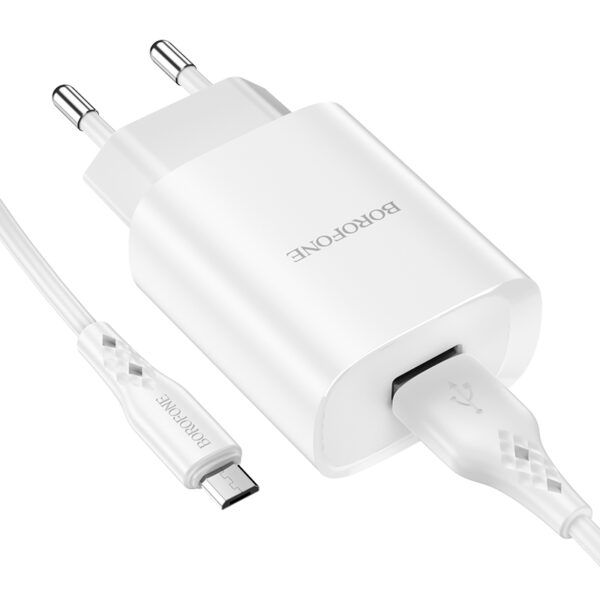 Borofone Wall charger BN1 Innovative - USB - 2,1A with USB to MicroUSB white