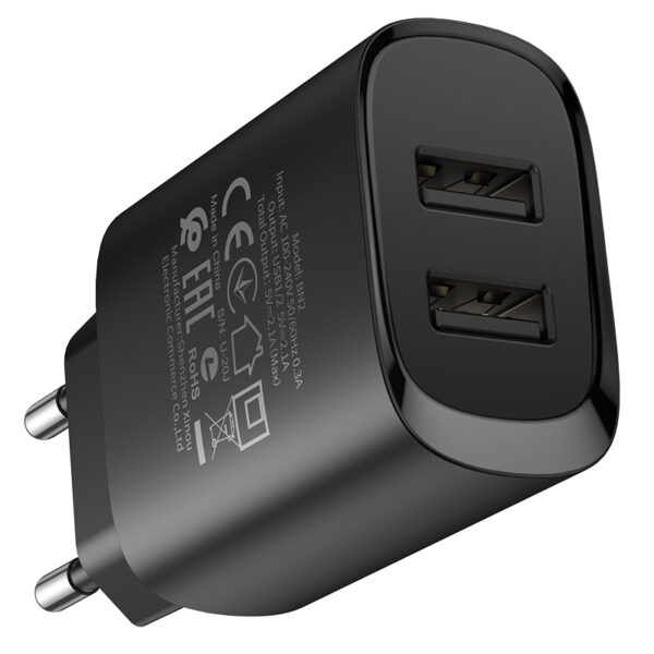 Borofone Wall charger BN2 Super - 2xUSB - 2,1A black