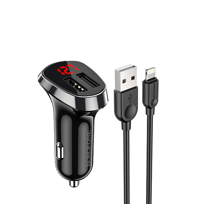 foto_add-115923 Borofone Car charger BZ15 Auspicious - 2xUSB - 2,4A with USB to Lightning cable black