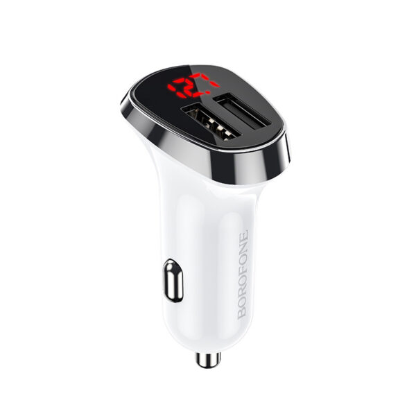 Borofone Car charger BZ15 Auspicious - 2xUSB - 2,4A with USB to Lightning cable white