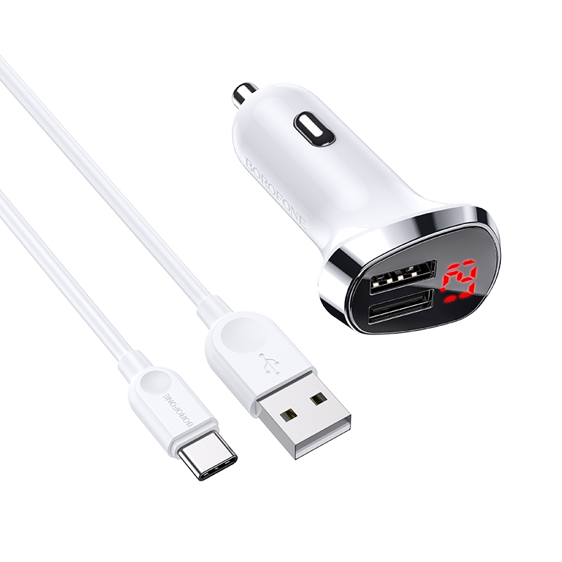 foto_add-123594 Borofone Car charger BZ15 Auspicious - 2xUSB - 2,4A with USB to Type C cable white