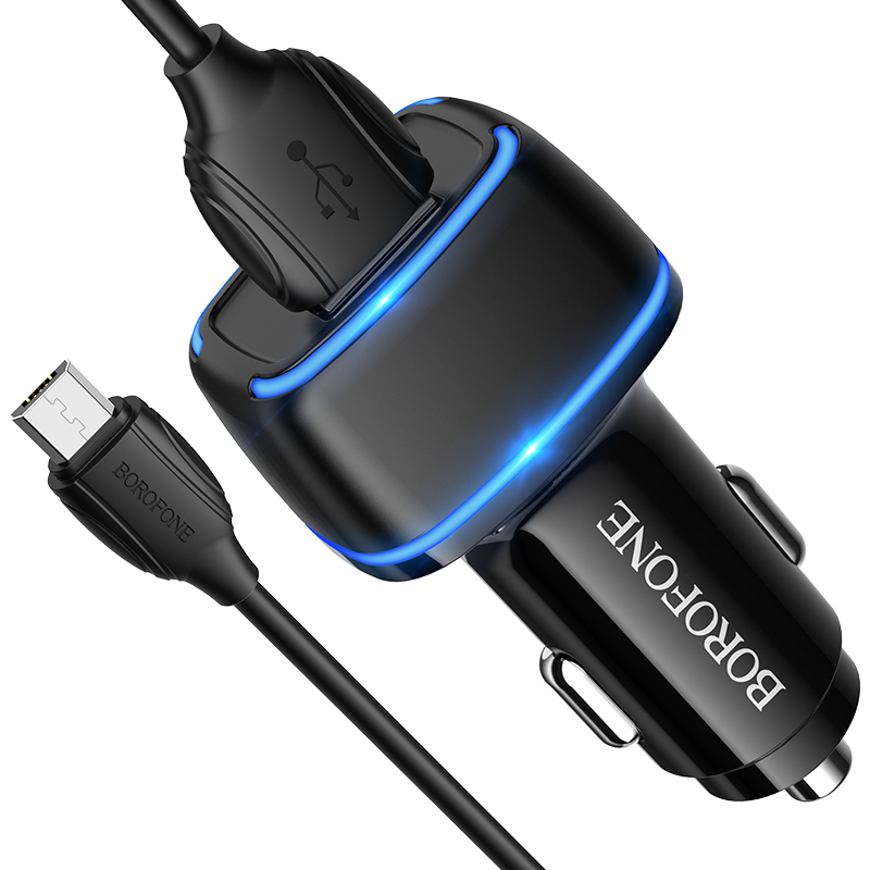 foto_add-123821 Borofone Car charger BZ14 Max - 2xUSB - 2,4A with USB to Micro USB cable black