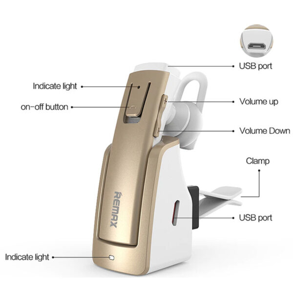 REMAX Bluetooth Headset - RB-T6C (multi-point+EDR) WHITE