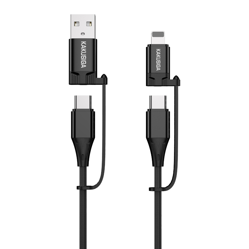 KAKU Cable KSC-654 Tuojie 4 in 1 - USB + Type C to Type C + Lightning - 1,2 metres black