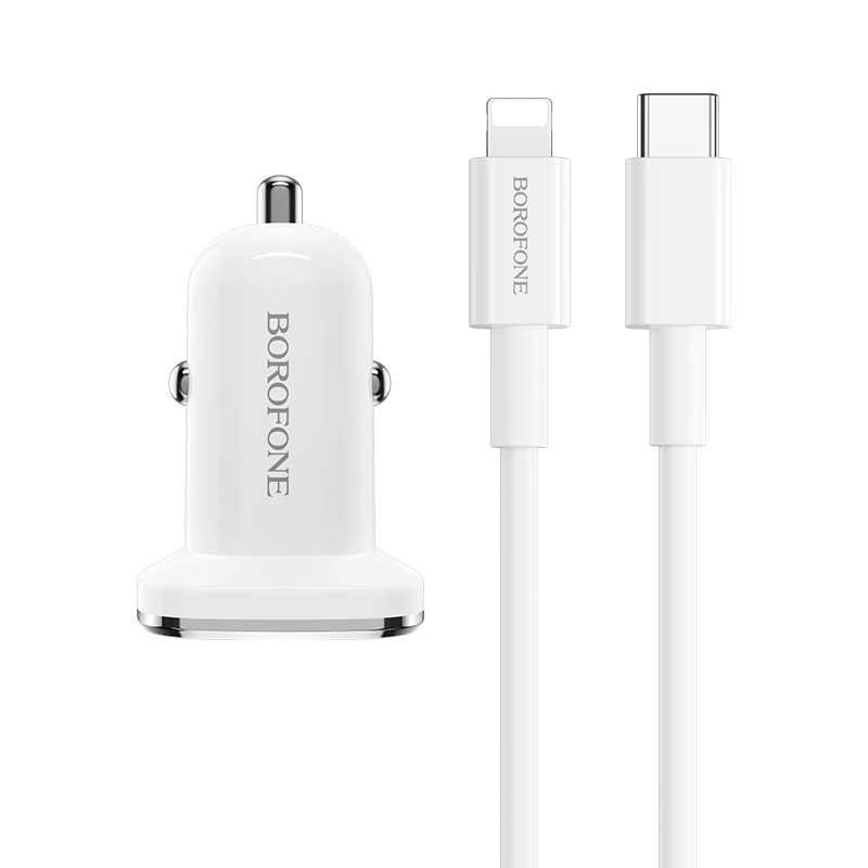 foto_add-131500 Borofone Car charger BZ12B Lasting Power - Type C - PD QC 3.0 18W 3A with Type C to Lightning cable white