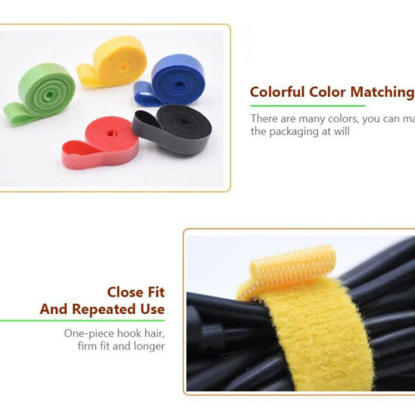 Cables organizer velcro roll 1 metre yellow