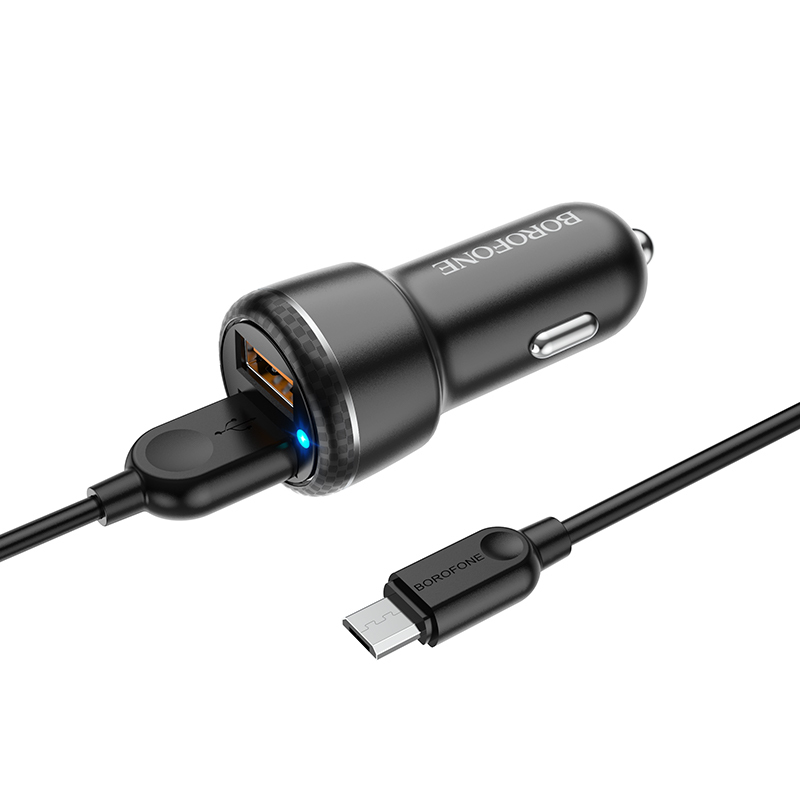 foto_add-150423 Borofone Car charger BZ17 Core - 2xUSB - QC 3.0 18W with USB to Micro USB cable black