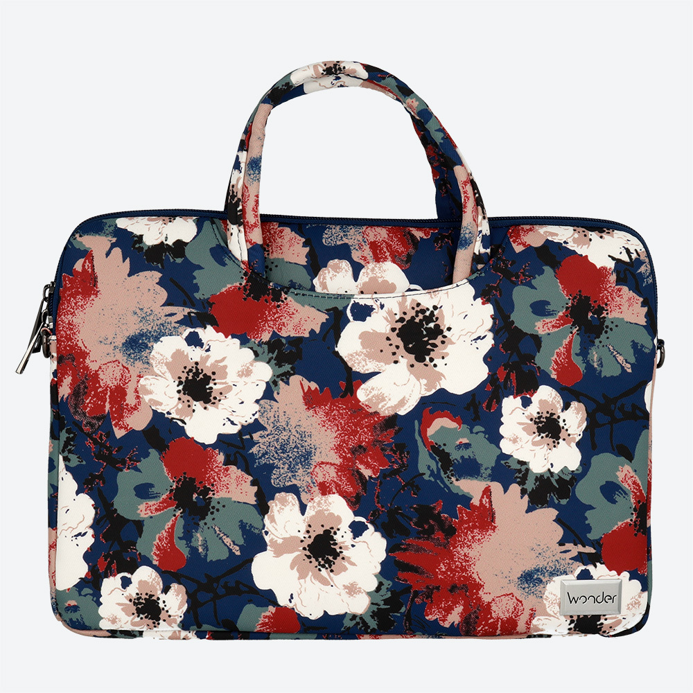 Wonder Briefcase Laptop 15-16 inches blue and camellias