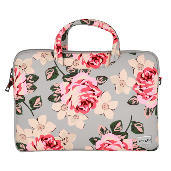 Wonder Briefcase Laptop 15-16 inches grey and roses