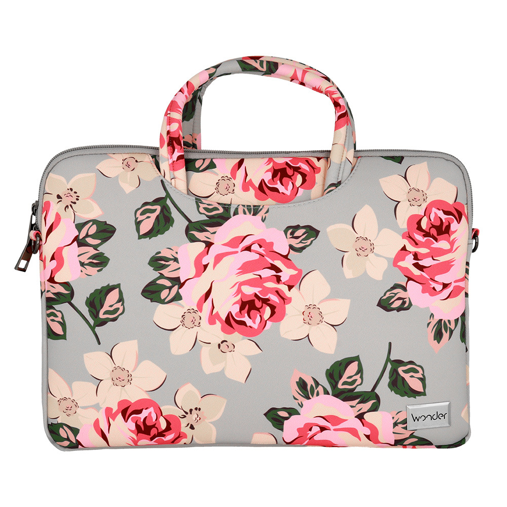 Wonder Briefcase Laptop 15-16 inches grey and roses