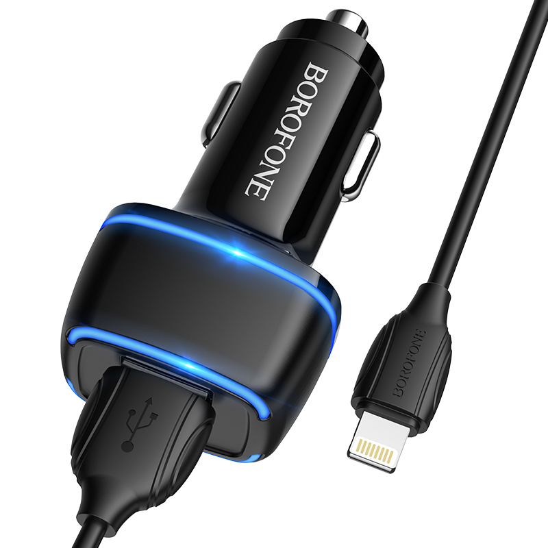 foto_add-159738 Borofone Car charger BZ14 Max - 2xUSB - 2,4A with USB to Lightning cable black