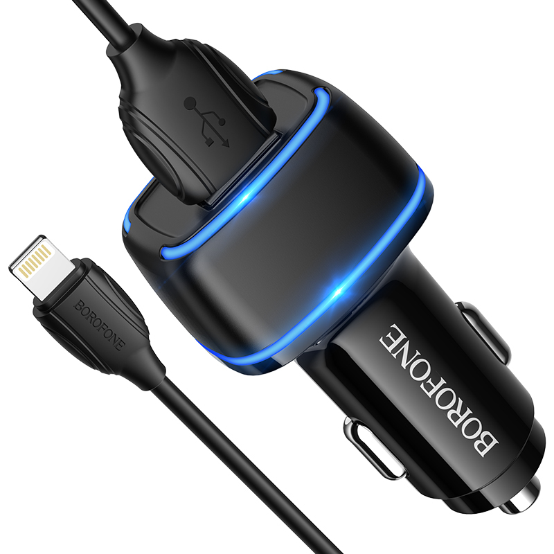 foto_add-159739 Borofone Car charger BZ14 Max - 2xUSB - 2,4A with USB to Lightning cable black