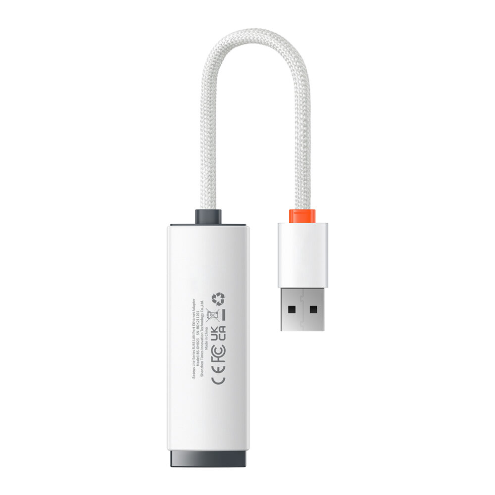 Baseus Adapter Lite Series - USB to RJ45 - 100 Mbps (WKQX000002) white