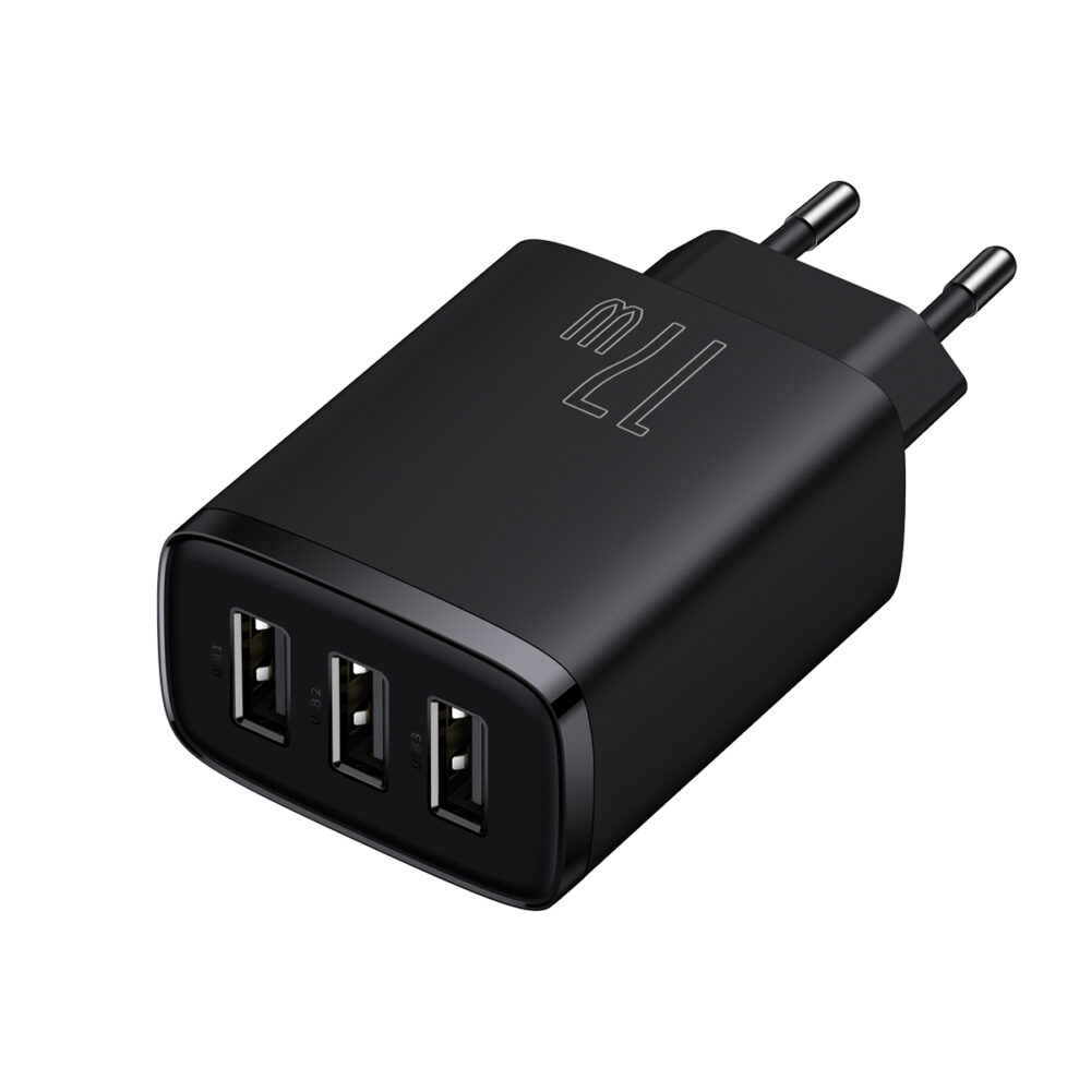 Baseus Compact Wall Charger - 3xUSB - 17W (CCXJ020101) black