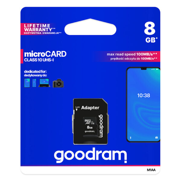 GOODRAM Memory MicroSD Card - 8GB with adapter
