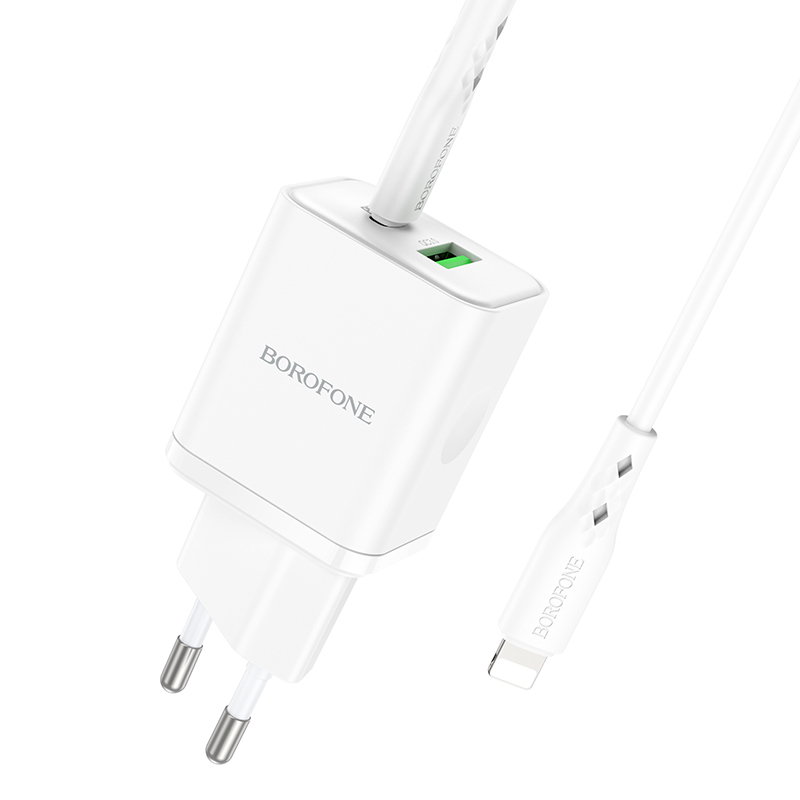 foto_add-167982 Borofone Wall charger BN7 - USB + Type C - QC 3.0 PD 20W with Type C to Lightning cable white