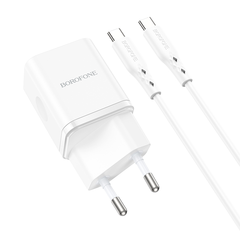 foto_add-167991 Borofone Wall charger BN7 - USB + Type C - QC 3.0 PD 20W with Type C to Type C cable white
