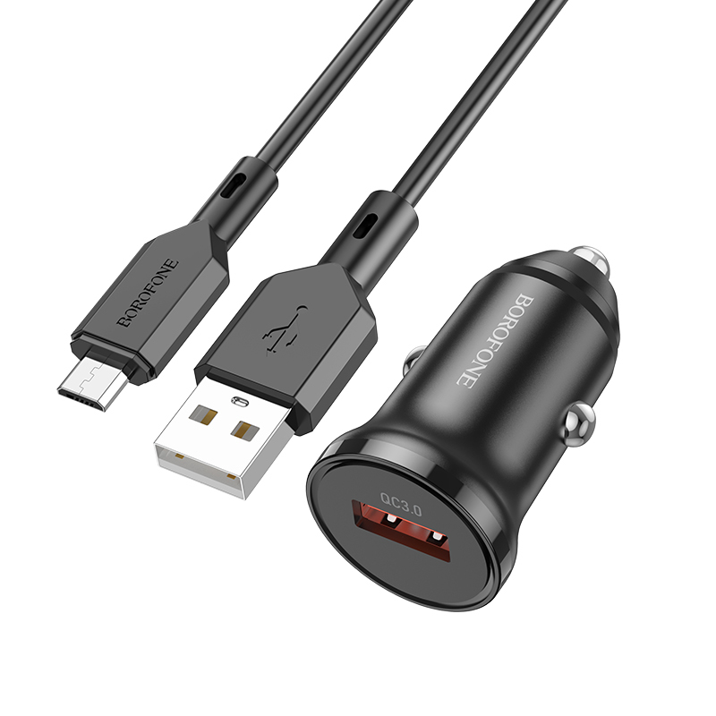 foto_add-168031 Borofone Car charger BZ18 - USB - QC 3.0 18W with USB to Micro USB cable black
