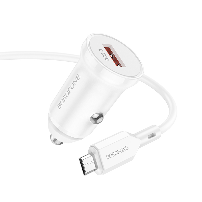Borofone Car charger BZ18 - USB - QC 3.0 18W with USB to Micro USB cable white