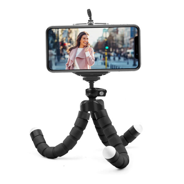 Phone holder - flexible tripod - black