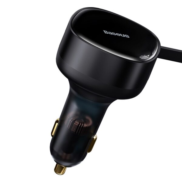 Baseus Car Charger Enjoyment Retractable 2 in 1 - Type C + Lightning - 30W (CGTX000001) black