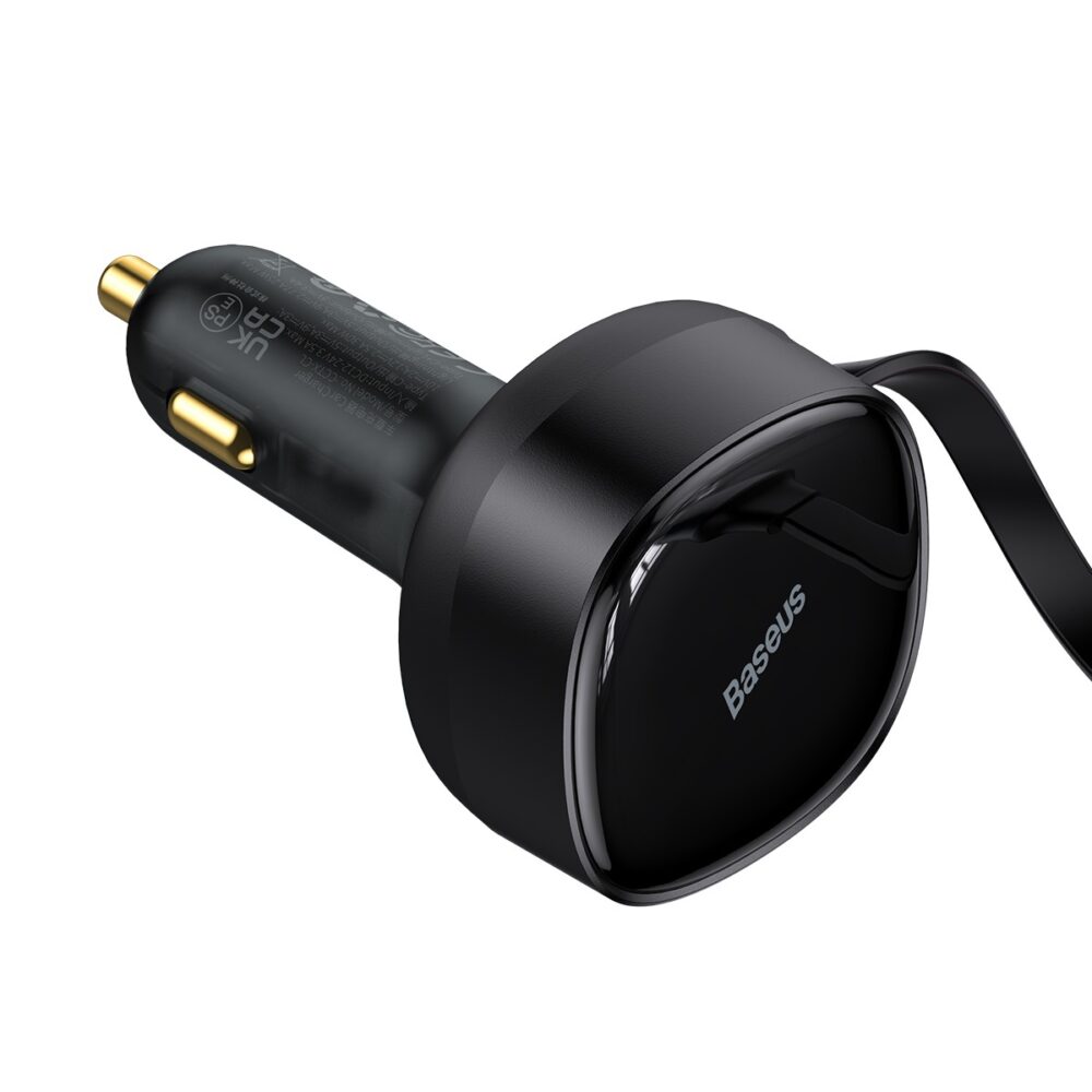 Baseus Car Charger Enjoyment Retractable 2 in 1 - Type C + Lightning - 30W (CGTX000001) black