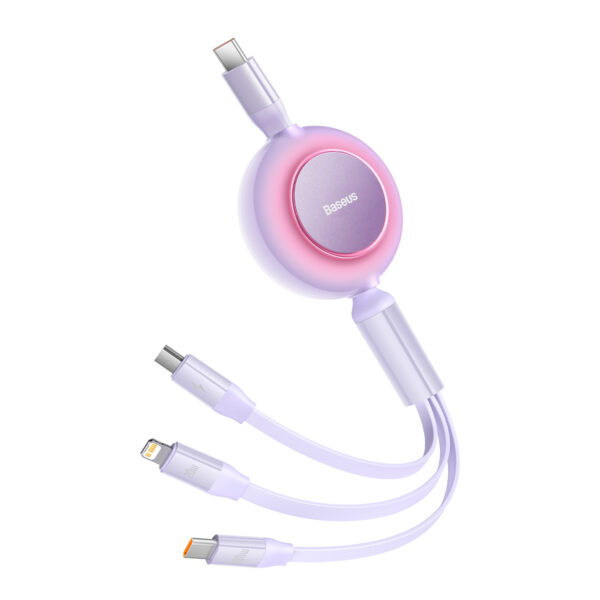 Baseus Cable Bright Mirror 2 3 in 1 - Type C to Micro USB, Lightning, Type C - 100W 1,1 metres (CAMJ010205) purple