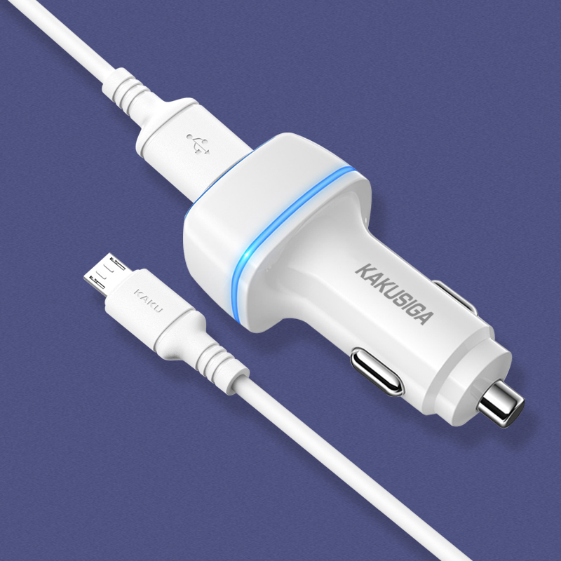 foto_add-179138 KAKU Car Charger KSC-528 Shengyu - 2xUSB - 2,8A with USB to Micro USB white