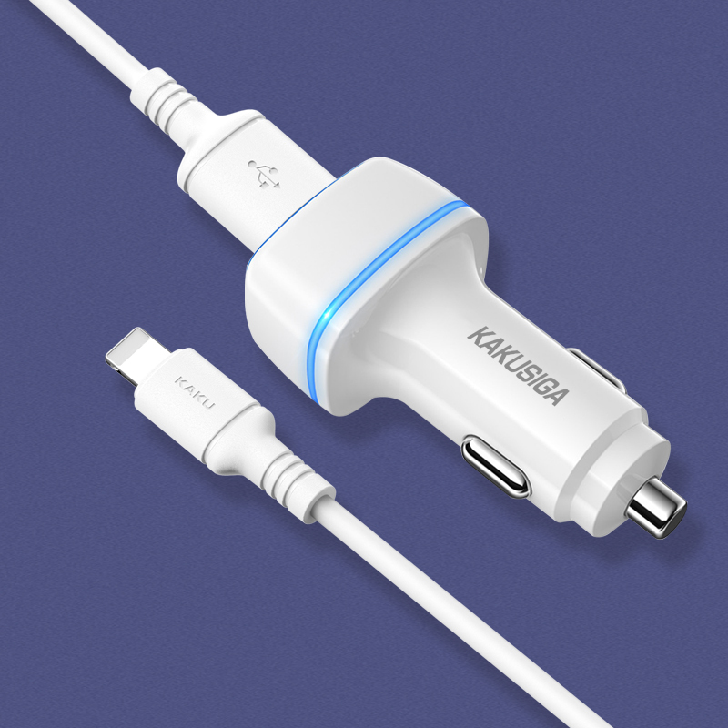 foto_add-179143 KAKU Car Charger KSC-528 Shengyu - 2xUSB - 2,8A with USB to Lightning white