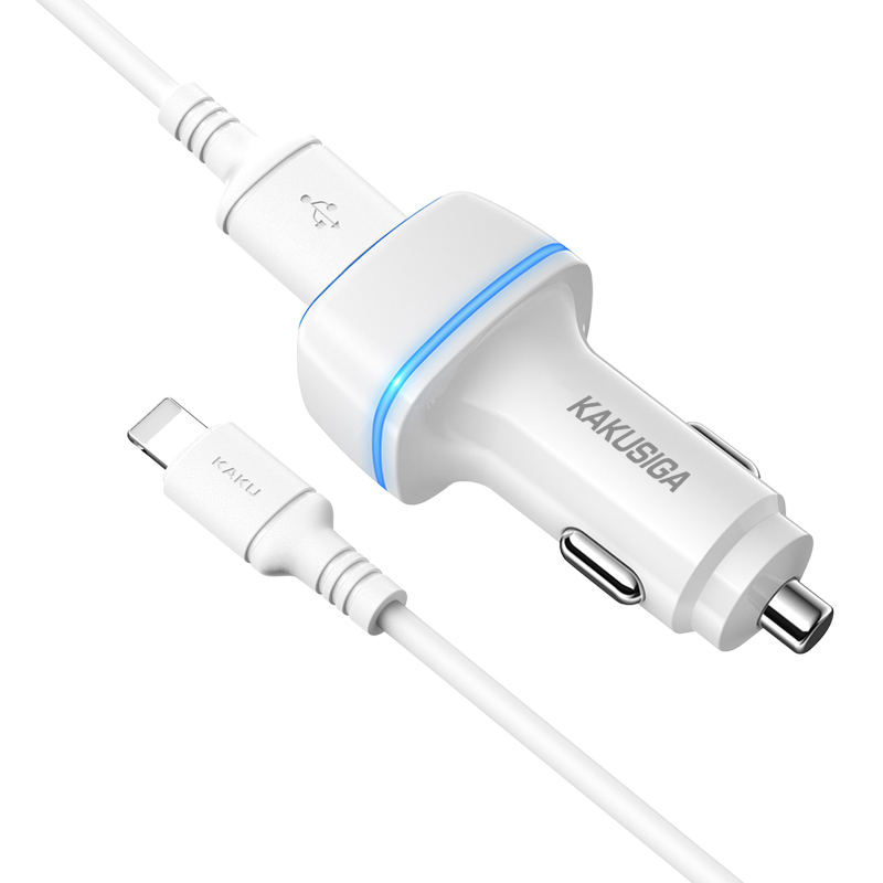 foto_add-179190 KAKU Car Charger KSC-528 Shengyu - 2xUSB - 2,8A with USB to Lightning white