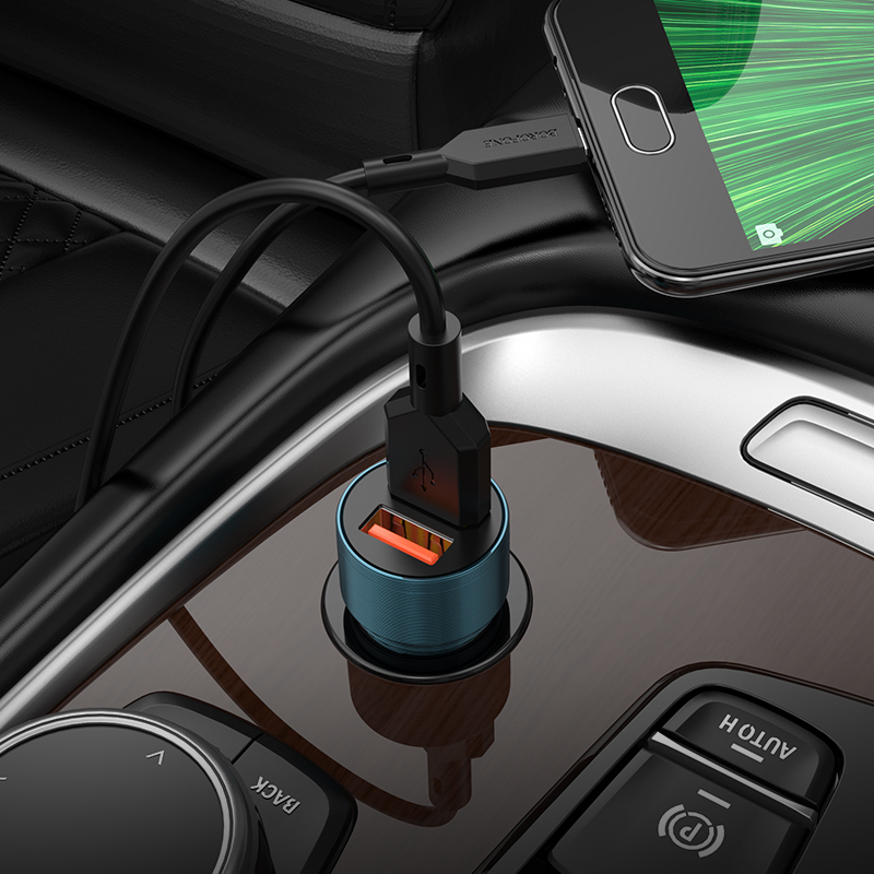 foto_add-189104 Borofone Car charger BZ19 Wisdom - 2xUSB - 12W with USB to Micro USB cable blue