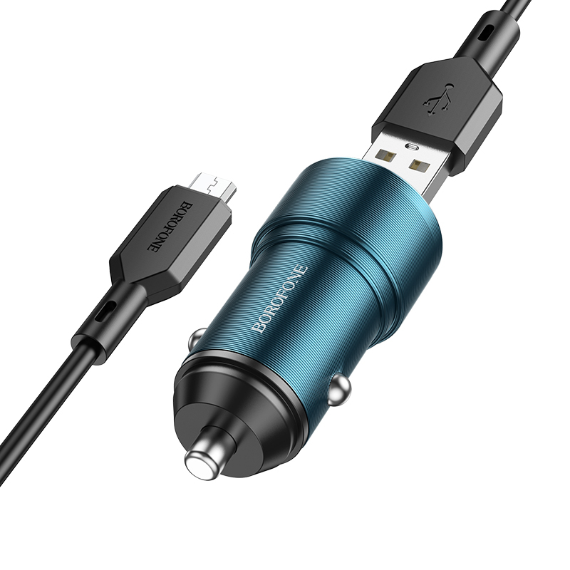 foto_add-189105 Borofone Car charger BZ19 Wisdom - 2xUSB - 12W with USB to Micro USB cable blue