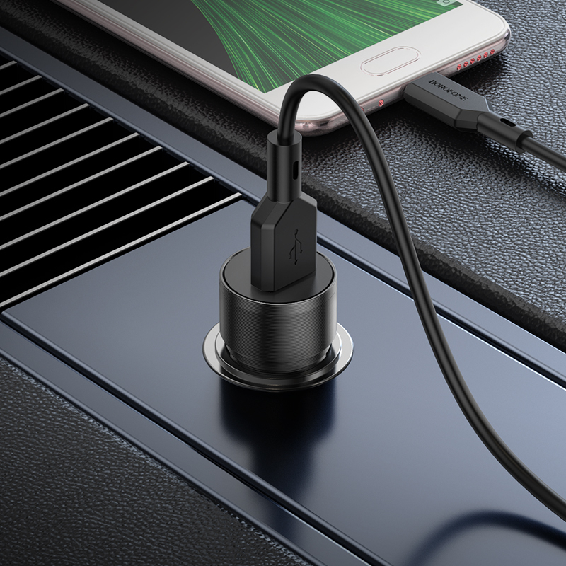 Borofone Car charger BZ19A Wisdom - USB - QC 3.0 18W black