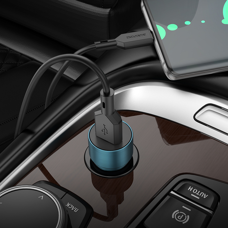 Borofone Car charger BZ19A Wisdom - USB - QC 3.0 18W gold