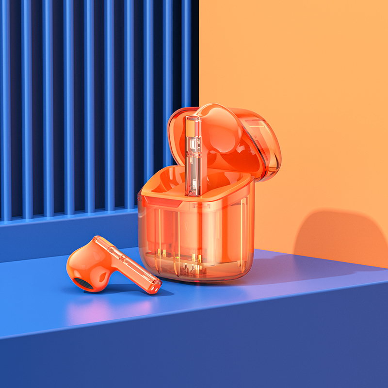 foto_add-189204 Borofone TWS Bluetooth Earphones BW23 Crystal Bean Transparent Edition Orange