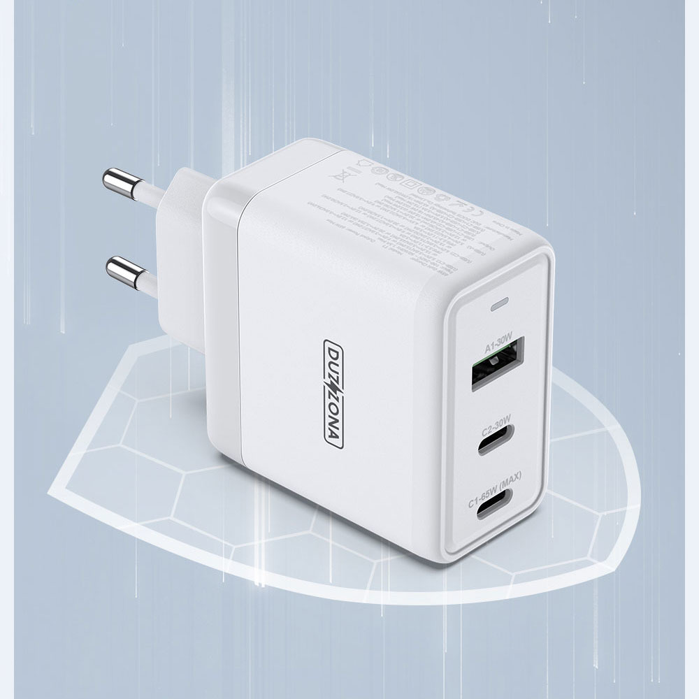 Dux Ducis Duzzona wall charger T1 GaN - USB + 2xType C - PD 65W white