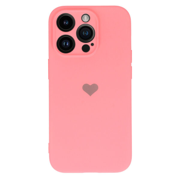 Vennus Silicone Heart Case for Iphone 13 Pro design 1 pink