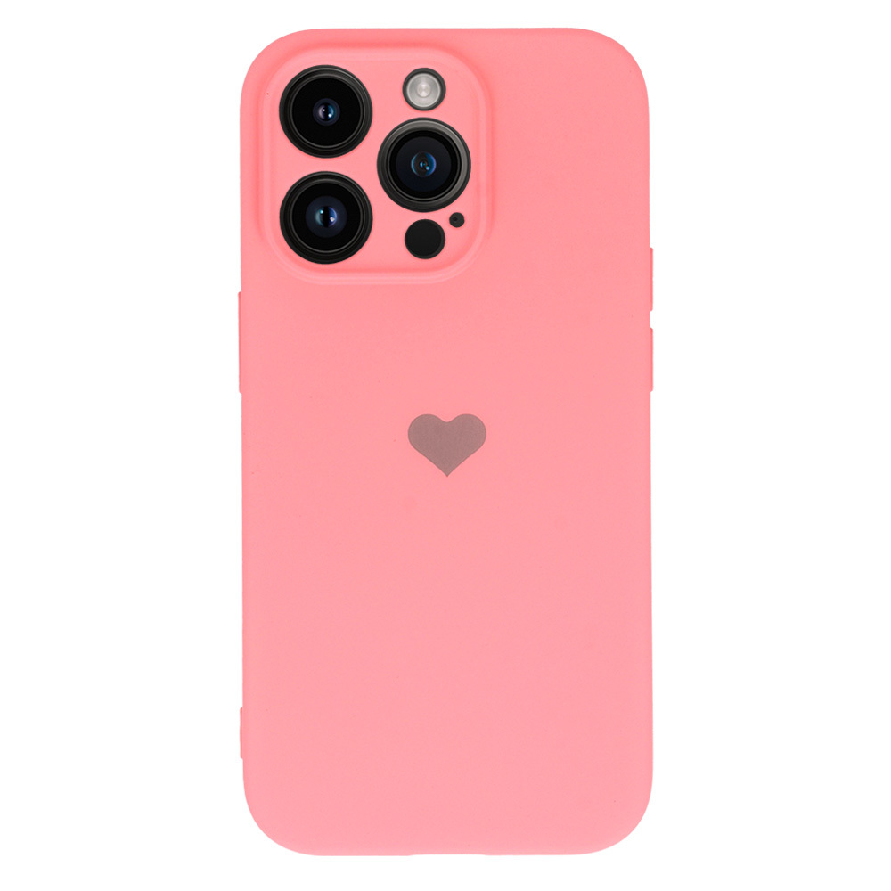 Vennus Silicone Heart Case for Iphone 13 Pro design 1 pink