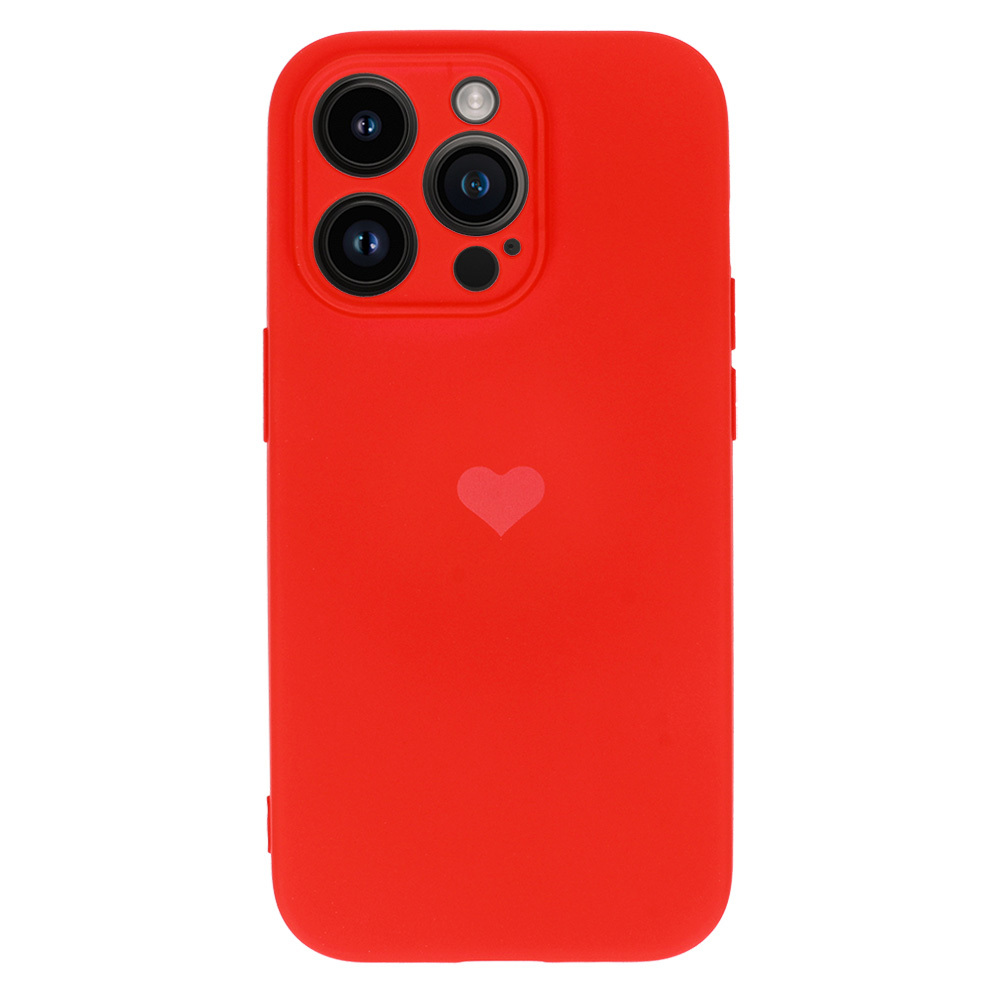 Vennus Silicone Heart Case for Iphone 14 Pro Max design 1 red